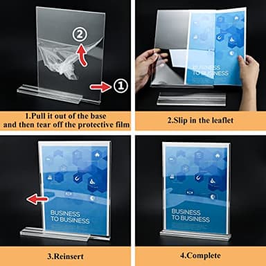 Arrobust Acrylic Sign Holder 8.5 x 11, Double Sided Clear Acrylic Display Table Signs Stand, T Shape Flyer Holder Plastic for Picture Paper Frame Holder Home Office Menu Retail Show Fair, 6 Pack - Image 5