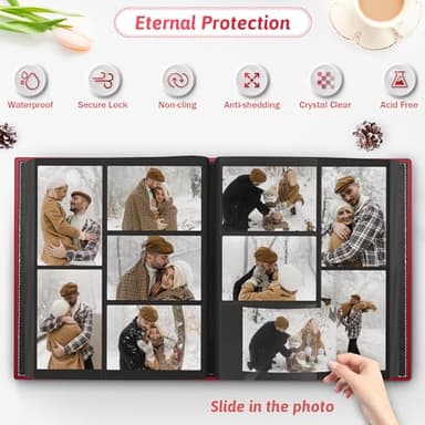 Popotop Photo Album 4x6 800 Pockets with Leather Hardcover Cover, Large Photo Album Binder Book with 80Pcs Pages for Family Travel Wedding Baby Gifts - Image 3