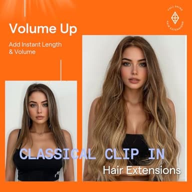 Full Shine Clip in Hair Extensions Real Human Hair Brown Balayage Dirty Blonde Hair Clip in Extensions Double Weft Medium Brown Human Hair Extensions for Women 14 Inch 7 Pcs - Image 6