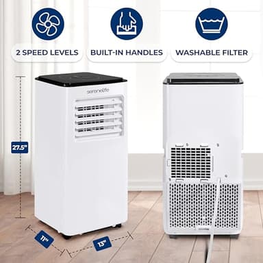 SereneLife 8000 BTU Portable Air Conditioner, 3-in-1 Compact Standing Air Conditioner for Room Up to 350 Sq. Ft., Floor AC Unit with LCD Remote Control, Auto Mode, Low Noise with Wrapped Compressor - Image 6