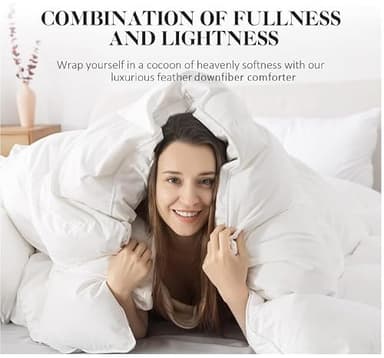 WhatsBedding Feather Down Fiber Comforter,Filled with Feather and Down Fiber, All Season White Luxury Bed Comforter,Ultra Soft 100% Cotton Duvet Insert,King Size 106"x90" - Image 4