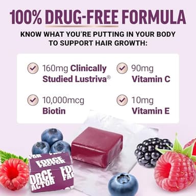 Force Factor Hair Growth Accelerator Soft Chews, Hair Growth Vitamins for Women and Men with Clinically Studied Lustriva and Biotin, Promotes Thicker, Fuller, Stronger Hair, Mixed Berry, 60 Soft Chews - Image 7
