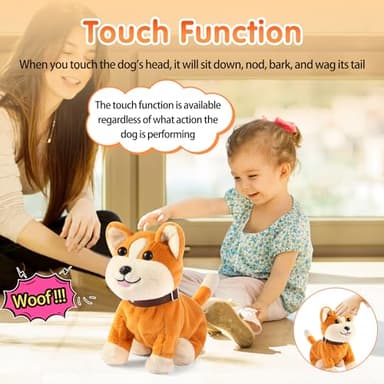 Interactive Plush Dog Toy for Kids 3+, Voice Activate, Walking, Sitting, Barking Corgi Puppy with Accessories, Realistic Stuffed Animal Gift for Girls 3-6 Years Old - Image 3