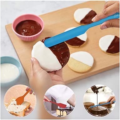 HOTEC Heat Resistant 600℉ Food Grade Silicone Rubber Spatula Set for Baking, Cooking, and Mixing Non Stick Dishwasher Safe BPA-Free Multicolor Set of 5 - Image 3