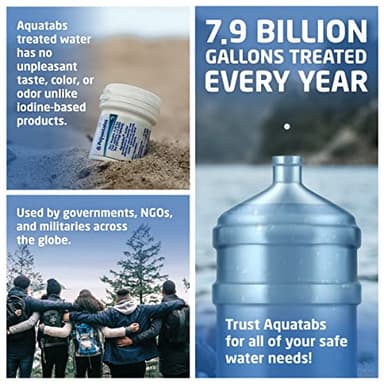 Aquatabs 397mg Water Purification Tablets (100 Pack). Water Filtration System for, Camping, Boating, Emergencies, Survival, RVs, and Marine-Use. Easy to Use Treatment and Disinfection. - Image 3