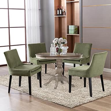 COLAMY Modern Dining Chairs Set of 4, Upholstered Corduroy Accent Side Chairs with Mid Back and Wood Legs for Living Room/Dining Room- Light Green - Image 7