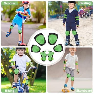 FIODAY Knee Pads for Kids Knee and Elbow Pads Wrist Guards Adjustable Protective Gear Set for Girls Boys Inline Skating Biking Skateboard Scooter Knee Pads,Green,3-8 Years - Image 7