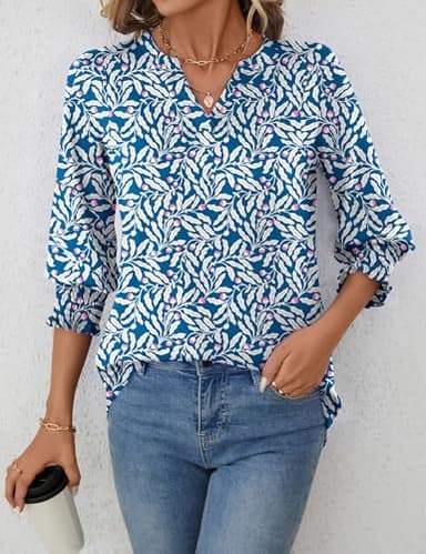 LOMON Women's 2025 Fashion Tops 3/4 Length Sleeve Business Casual Blouses Summer Tees Shirts - Image 6