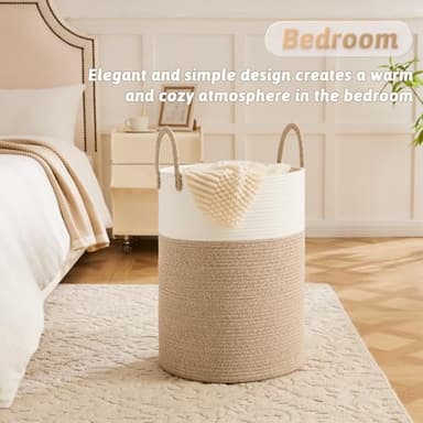Artfeel Laundry Basket,Woven Cotton Rope Laundry Hamper,60L for Decor Storage of Dirty Clothes,Toys and Blankets in Bathroom,Baby Room and Living Room - Image 4