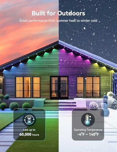 Permanent Outdoor Lights for House, RGB+IC IP67 Waterproof Smart Eave Lights 200ft with 100 LED, Eternity Lighting for Holiday Daily Decor, Work with Remote, APP - Image 8