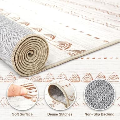 Nakagishi Area Rugs 9x12 Living Room: Washable Boho Large Neutral Modern Soft Farmhouse Rug Stain Resistant Indoor Floor Non-Slip Carpet for Bedroom Nursery Kids Playroom Office Dining Room- Brown - Image 3