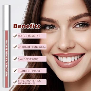 QCMME Lip Liner Stain Peel Off with Tweezer, Long Lasting Matte Lip Tattoo, Highly Pigmented Color Lip Makeup, Waterproof, Transfer-proof Lipstain for Women, Nude Pink - Image 3