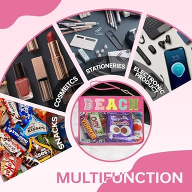 Beach Bag,Sunscreen Bag, Chenille Letter Clear Zipper Pouch for Travel Preppy Patch Makeup Bag-Nylon Cosmetic Preppy Makeup Waterproof Organizer Bags Set for Women Valentines Bags (MH-BEACH) - Image 4