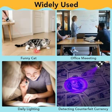 Waputne Cat Toy Pointer, 2 Pieces, USB Rechargeable with 7 Adjustable Patterns, Interactive Chase Toys for Indoor Cats & Dogs, Training & Exercise Fun (Black) - Image 6