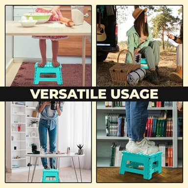 Utopia Home Folding Step Stool - (Pack of 1) Foot Stool with 9 Inch Height - Holds Up to 300 lbs - Lightweight Plastic Foldable Step Stool for Kitchen, Bathroom & Living Room (Teal) - Image 6