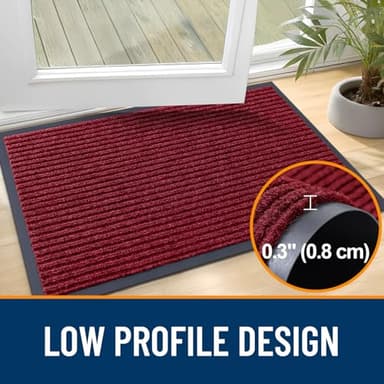 OLANLY Front Door Mat Indoor Outdoor Entrance, Waterproof Heavy Duty Doormat, Fade Resistant, Low Profile, Easy Clean Patio Porch Welcome Floor Mats for Entry, 29.5x17, Wine Red - Image 4
