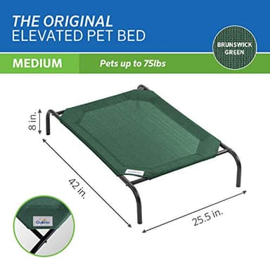 Coolaroo The Original Cooling Elevated Pet Bed, Medium, Brunswick Green - Image 4