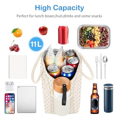 DALINDA Corduroy Lunch Bag Lunch Box for Women Men,Cute Insulated Lunch Bags,Water-Resistant Cute Cooler Lunch Tote Bag, Reusable LunchBox Large Capacity for Work Travel Picnic - Image 2