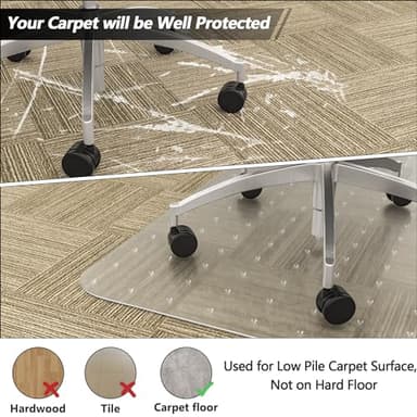 Amyracel Large Chair Mat for Carpet, 60'' x 46'' Clear Computer Desk Chair Mat for Low Pile Carpeted Floors, Easy Glide Plastic Floor Mat for Office Chair on Carpet Protection - Image 2