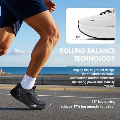 JACKSHIBO Wide Toe Box Shoes for Men Arch Support Shoes Wide Width Sneakers for Running Walking Athletic Tennis Orthopedic Plantar Fasciitis Workout with Thick Cushioned Zero Drop Sole White - Image 5