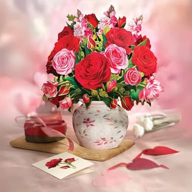 Freshcut Paper Pop Up Cards, Blooming Roses, 12 Inch Life Sized Forever Flower Bouquet 3D Popup Greeting Cards, Valentine's Day, Anniversary Card, Blank Notecard & Envelope - Image 5