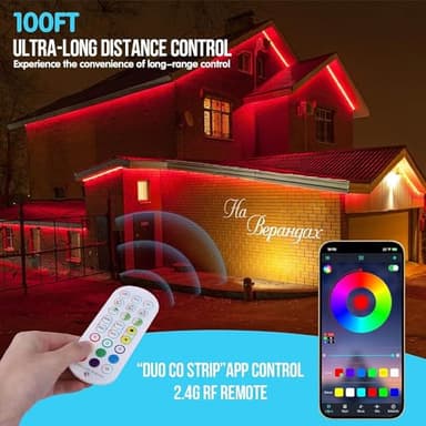 Rxment 150ft Outdoor Led Strip Lights Waterproof Led Light Strips with Remote & Bluetooth Music Sync App Control,Long Color Changing Rope Lights,5050 RGB Outside Led Lights,IP68,24V - Image 3