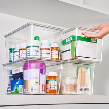 theaoo Clear Storage Bins with Lids Stackable - Large Plastic Containers for Pantry Organization and Storage - Perfect for kitchen,Fridge,Laundry Room,Bathroom,Garage,Closet,Cabinet Organizer - 8 Pack - Image 4