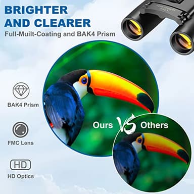AHFLRITO Compact Binoculars, Lightweight Foldable Small Binoculars for Adults and Kids, Portable Waterproof for Bird Watching, Traveling, Theater, Opera, Concert, Hiking, Sightseeing - Image 3