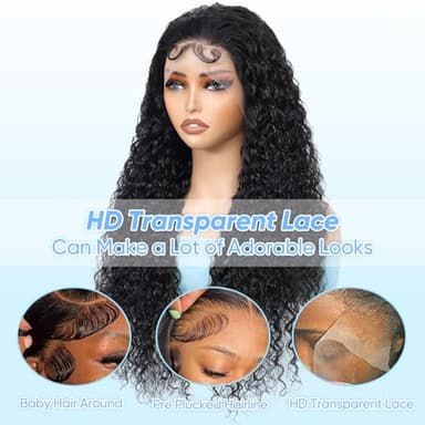 BJVT 26 Inch Deep Wave Lace Front Wigs Human Hair Wigs for Women 13x6 HD Lace Front Wigs Human Hair 200 Density Deep Curly Lace Frontal Wigs Human Hair Pre Plucked with Baby Hair - Image 5