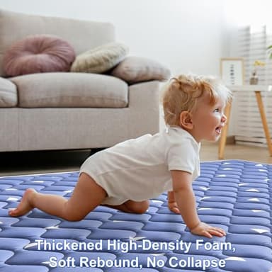 Baby Play Mat, 59x59 Inch Thicker and Larger Non-Slip Cushioning Foam Playmats for Babies,Toddlers, Infants, Play & Tummy Time, Foldable and Machine Washable Baby Mat for Floor - Image 5