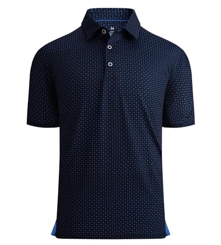 Alex Vando Mens Golf Shirt Moisture Wicking Quick-Dry Print Performance Polo Shirts for Men,Black Dots,XXL - Image 1