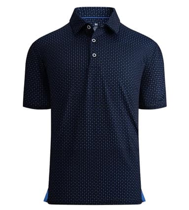 Alex Vando Mens Golf Shirt Moisture Wicking Quick-Dry Print Performance Polo Shirts for Men,Black Dots,XXL - Image 1