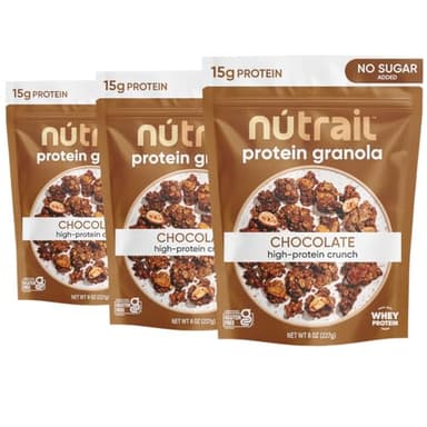 NuTrail 15g Protein Granola Cereal, Chocolate, No Sugar Added, Gluten Free, Made with Whey, 8 oz. 3 Count - Image 1
