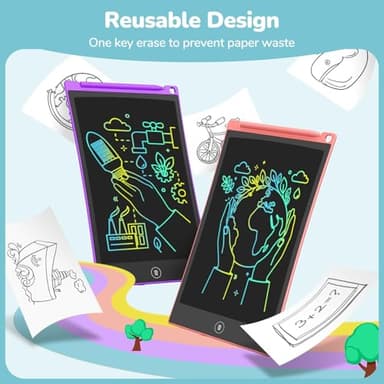 TECJOE 4 Pack LCD Writing Tablet, 8.5 Inch Colorful Doodle Board Drawing Tablet for Kids, Kids Travel Games Activity Learning Toys Birthday Gifts for 3 4 5 6 Year Old Boys Girls Toddlers Preschooler - Image 4