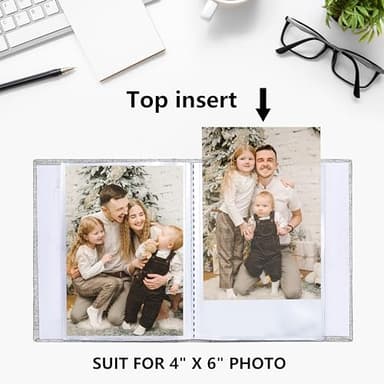 Vienrose Small Photo Album 4x6 holds 100 Photos 2 Pack, Mini Baby Photo Album Linen Cover for Gifts Wedding Family, Black - Image 5