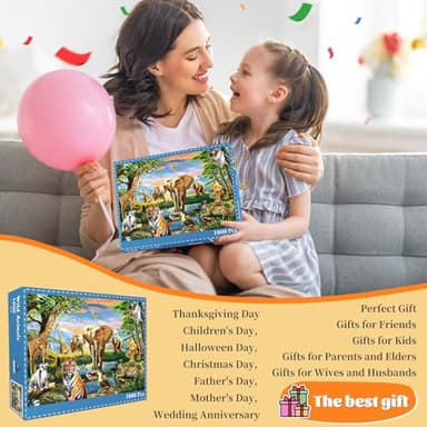 1000 Pieces Puzzles for Adults, Animal World Jigsaw Puzzle Challenging Night Game, Interlock Perfectly No Dust, for House Decoration, Birthday Party Holiday Toy for Kids Boys and Girls - Image 4