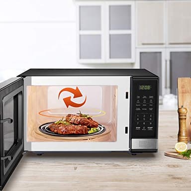 BLACK+DECKER EM031MB11 Digital Microwave Oven with Turntable Push-Button Door, Child Safety Lock, 1000W, 1.1cu.ft, Black & Stainless Steel, 1.1 Cu.ft - Image 6