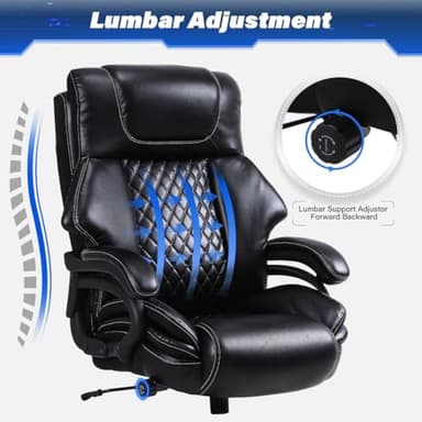 Big and Tall Office Chair 650lbs Heavy Duty Executive Chair with Adjustable Lumbar Support, Wide Seat, Ergonomic High-Back Leather Desk Chair for Heavy People - Image 5