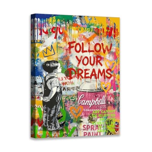 Novatique Graffiti Wall Art Banksy Canvas Wall Art Street Art Canvas Print Modern Pop Art Wall Decor Graffiti Poster Artwork for Living Room Bedroom, 12 x 16inch - Image 1