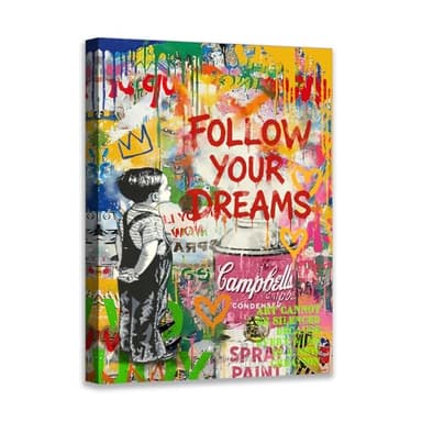 Novatique Graffiti Wall Art Banksy Canvas Wall Art Street Art Canvas Print Modern Pop Art Wall Decor Graffiti Poster Artwork for Living Room Bedroom, 12 x 16inch - Image 1