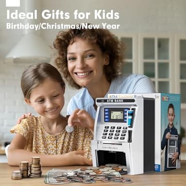 BAODLON Piggy Bank for Kids, ATM Machine Bank for Real Money with Debit Card, Bill Feeder, Coin Recognition, Balance Calculator, Electronic Savings Safe Box, Cool Stuff Toys Gifts for Teen Boys Girls - Image 7