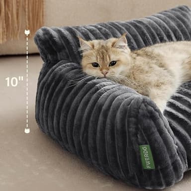 FWERDG Cute Couch Bed for Pets, Supportive Cat Sofa for Indoor Cats, Small Dog Sofa Bed for Small Dogs, Grey, 24 inches - Image 3