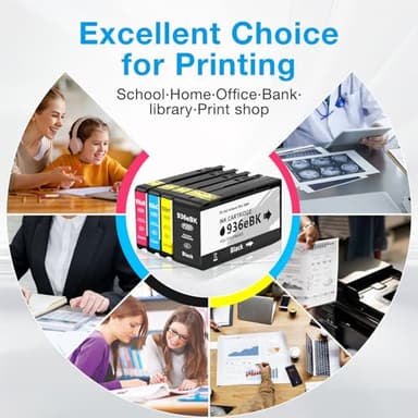 936XL 936e Ink Cartridges Combo Pack Replacement for HP 936e Ink 936XL Black and 936 Color Combo Pack for HP OfficeJet Pro 9120e 9125e 9122e 9128e 9130e 9135e 9110b 9130b 9730e (4 Pack with Chip) - Image 7