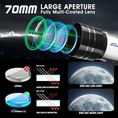 Telescope for Kids Beginners, Telescope for Kids 8-12, High Power 70mm Aperture 300mm Focal Length Astronomical Scope - Image 2