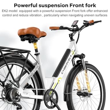 Cybervelo 1000 Peak Electric Bike for Adults,up 80 Miles Removable Battery Ebike, 26" Electric Mountain E Bike with 7-Speed,Adult Electric Bicycles for Commute Beach Snow - Image 3