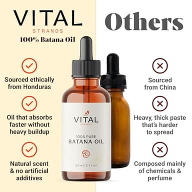 Vital Strands Batana Oil for Hair Growth – 100% Pure & Organic Botana Oil from Honduras – Strengthens, Thickens & Restores Natural Hair – Cold Pressed Raw Scalp & Hair Treatment for Men & Women – 60ml - Image 5