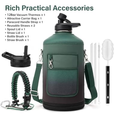 DYSANKY 1 Gallon Water Bottle Insulated | Thickened Stainless Steel Vacuum Metal Water Jug | Portable Sports Large for Gym and Hiking with Straw, Carrier Bag, Handle Strap | BPA-Free 128 oz - Image 3