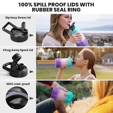 RAYMYLO One Gallon Water Bottle Insulated, Triple Walled Vacuum Stainless Steel (Cold for 48 Hrs), Leak Proof & Non-BPA, Large Water Flask Jug with Paracord Handle & Straw Spout Lids - Image 3