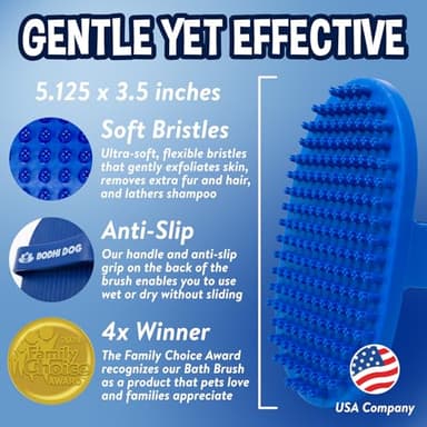 Bodhi Dog Shampoo Brush - Pet Grooming & Bath Supplies for Dogs and Cats - Bath Brush for Long & Short Hair - Premium Scrubber for Shower, Bathing & Massage (One Pack, Blue) - Image 2