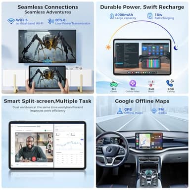 Android 15 Tablets 12 inch, 24GB(8+16)RAM+256 Storage(Expand to 1TB), Android Tablet with Keyboard, Octa-Core, 2K 2000x1200 Display, 16MP Dual Camera, 8000mAh, 5G WiFi,GPS,Bluetooth 5.0(Black Case) - Image 7